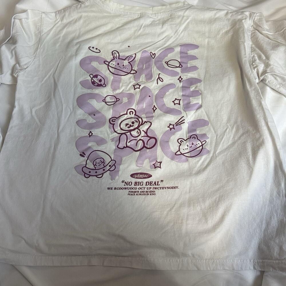 Kawaii Space Bear T Shirt Retro Japan White Tee Vamtac‎ Cute Short Sleeve M